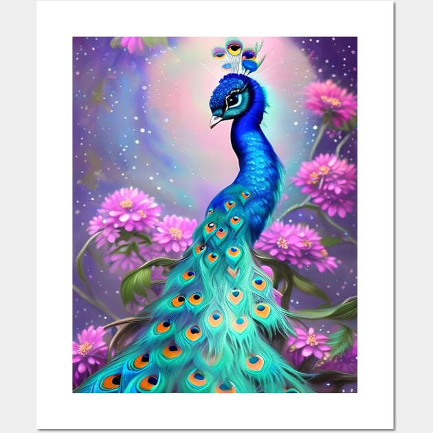 Beautiful Fantasy Cute Kawaii little peacock Wall Art by CBV